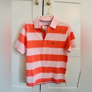 Lacoste for J.Crew Pink and Orange Stripe Polo Girls Size 16 New with Tags